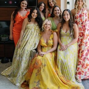 BERNADETTE Empire-Waist Maxi Dress Birgit Blossom Print Taffeta